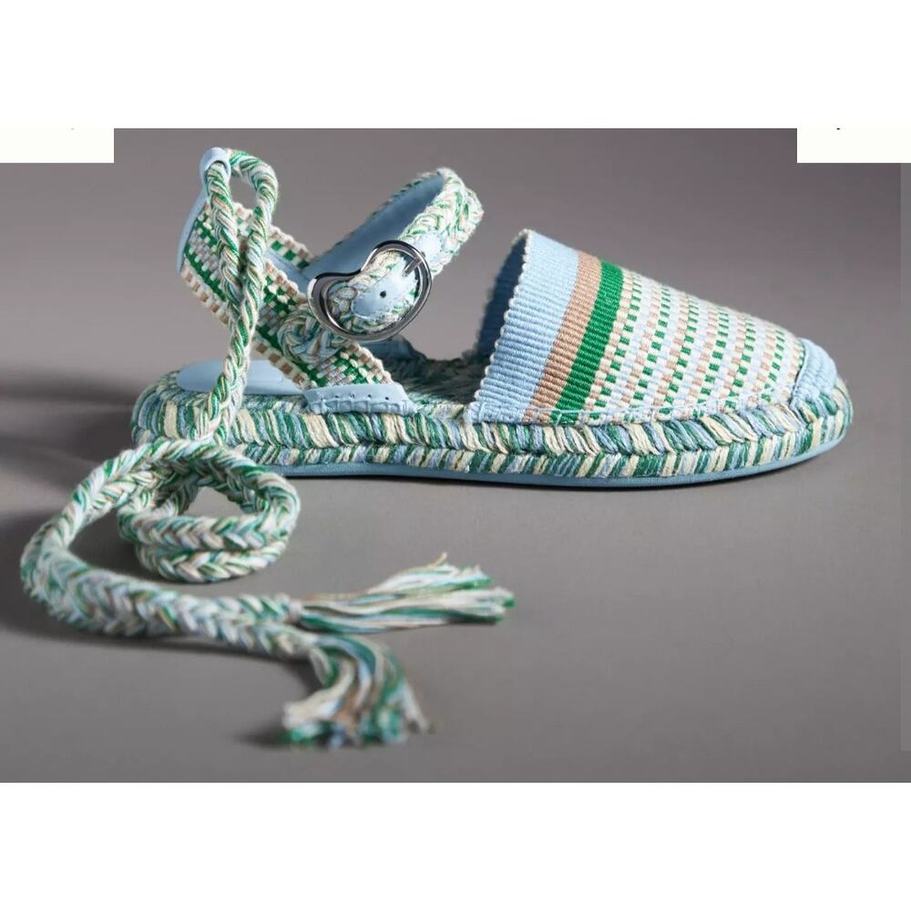 Amambaih Platform Espadrille Flats Blue Mosaic Size 37 US 6.5